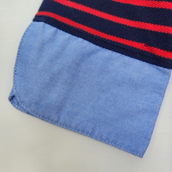Brooks Brothers Girls dress with navy/red stripes and chambray blue collar/cuffs - Picture 4 of 5